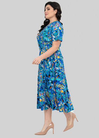 Темно-блакитна кежуал сукня на запах A'll Posa з абстрактним візерунком