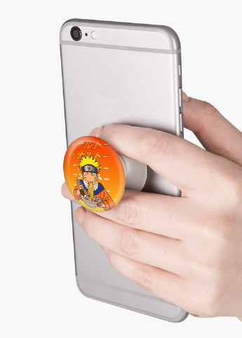 Попсокет (Popsockets) тримач для смартфону Наруто Узумакі (Naruto Uzumaki) (8754-2818) Чорний MobiPrint (221548578)