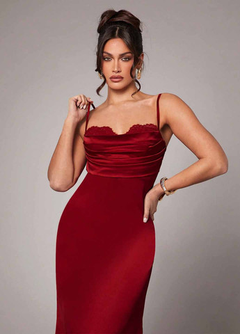 Бордовое вечернее платье годе SHEIN однотонное