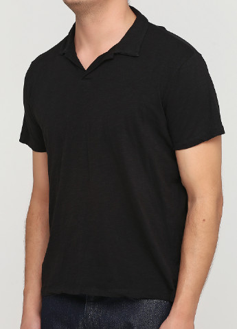 Черная футболка-поло для мужчин H&M меланжевая