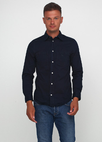 Темно-синяя кэжуал рубашка однотонная H&M Studio
