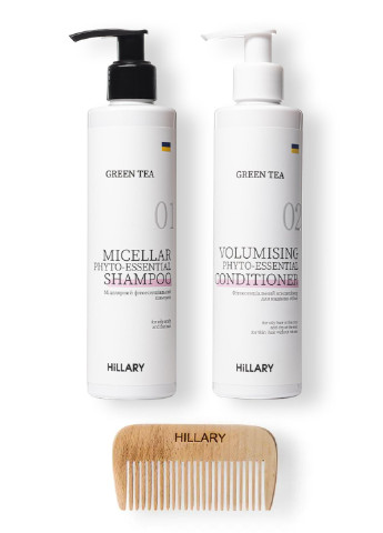 Комплексный набор для жирного типа волос Green Tea Phyto-essential и гребень для волос Hillary (253597442)