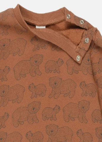 H&M свитшот однотонный коричневый кэжуал хлопок