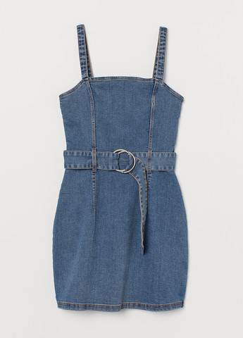 Синя джинсова сукня футляр H&M однотонна