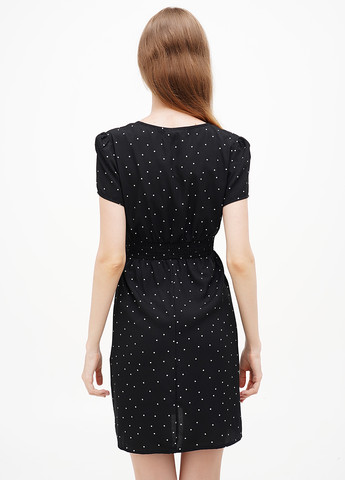Черное кэжуал платье на запах Terranova в горошек