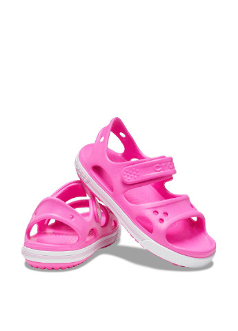 Розовые кэжуал сандалии Crocs на липучке на девочку