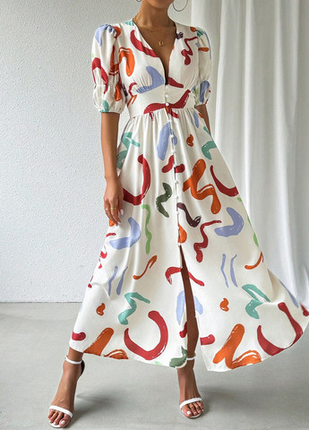 Молочна кежуал сукня кльош SHEIN з малюнком