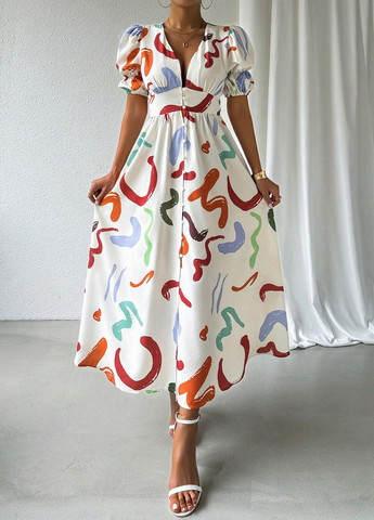 Молочна кежуал сукня кльош SHEIN з малюнком