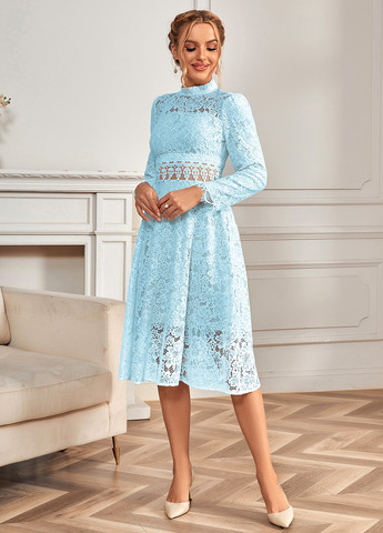 Голубое кэжуал платье а-силуэт SHEIN однотонное