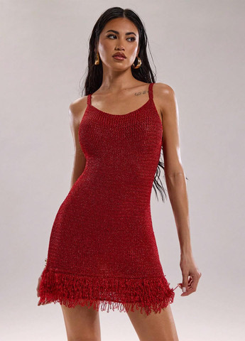 Красное праздничный, кэжуал платье платье-майка SHEIN однотонное