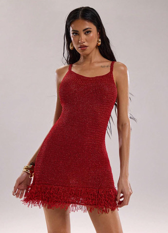 Красное праздничный, кэжуал платье платье-майка SHEIN однотонное