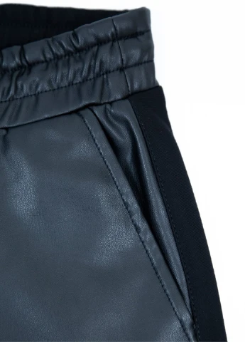 Штани жіночі шкірозамінник і трикотаж чорні Estensivo Slouchy (251839593)