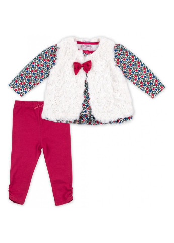 Красный демисезонный набор детской одежды для девочек: кофточка, штанишки и меховая жилетка (g8070.12-18) Luvena Fortuna