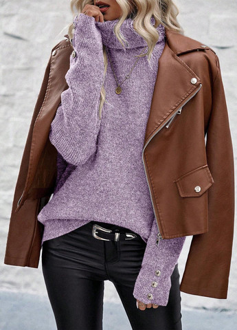 Светло-лиловый демисезонный свитер SHEIN