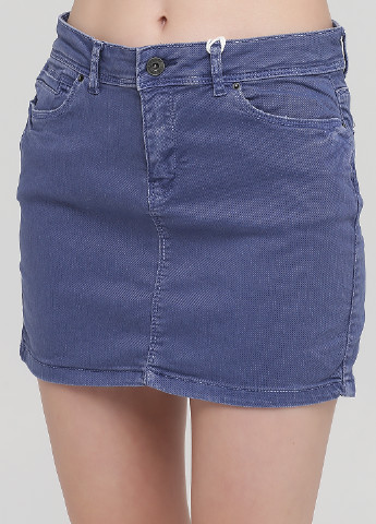 Темно-голубая джинсовая однотонная юбка Springfield