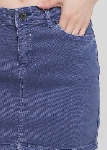 Темно-голубая джинсовая однотонная юбка Springfield