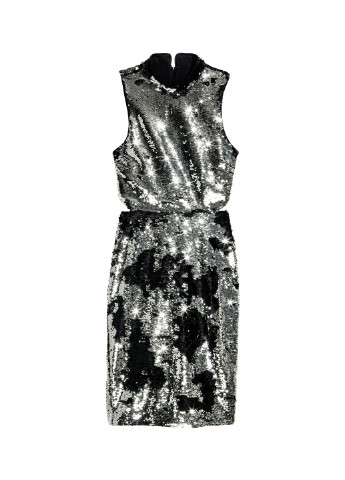 Серебряное вечернее платье с пайетками H&M однотонное