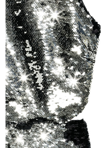 Серебряное вечернее платье с пайетками H&M однотонное