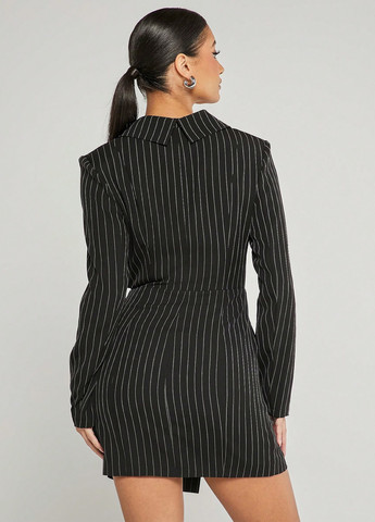 Чорна ділова, кежуал сукня силуетна, сукня-жакет SHEIN в смужку