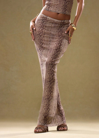 Разноцветная кэжуал с анималистичным узором юбка SHEIN карандаш