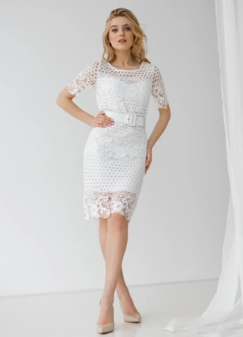 Білий коктейльна сукня футляр FashionYouWant однотонна