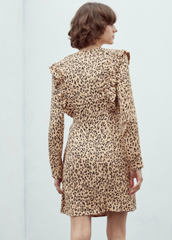 Бежевое кэжуал платье Mudo с животным (анималистичным) принтом