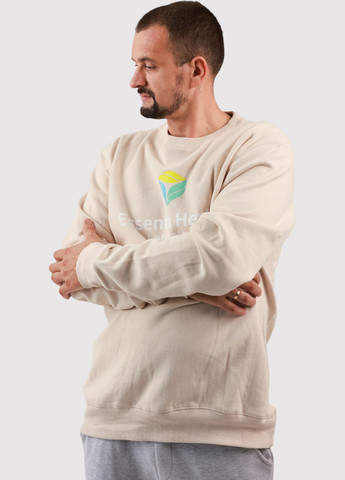 Светло-бежевый свитшот Blue 84 надпись без декора (361422148)