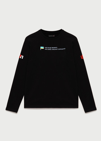 Черный демисезонный кэжуал лонгслив Kasta x ЄП с надписями