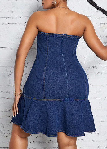 Темно-синя джинсова сукня футляр SHEIN однотонна