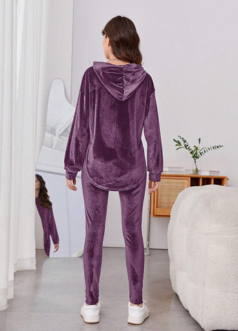Фиолетовый демисезонный костюм (худи, брюки) брючный SHEIN