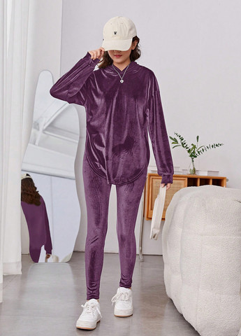 Фиолетовый демисезонный костюм (худи, брюки) брючный SHEIN