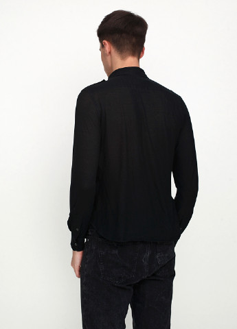 Черная кэжуал рубашка однотонная Ralph Lauren с длинным рукавом