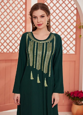 Темно-зеленое кэжуал платье а-силуэт SHEIN однотонное