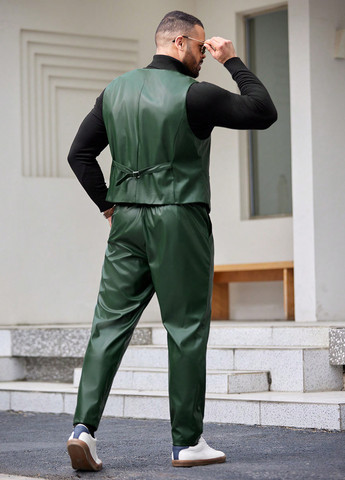 Темно-зелений демісезонний костюм (жилет, штани) брючний SHEIN