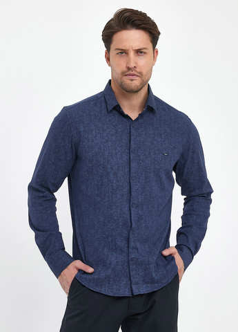 Синяя кэжуал рубашка меланж Trend Collection