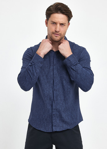 Синяя кэжуал рубашка меланж Trend Collection
