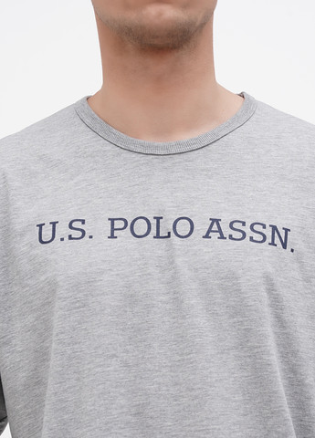 Серый демисезонный домашний лонгслив U.S. Polo Assn. меланж