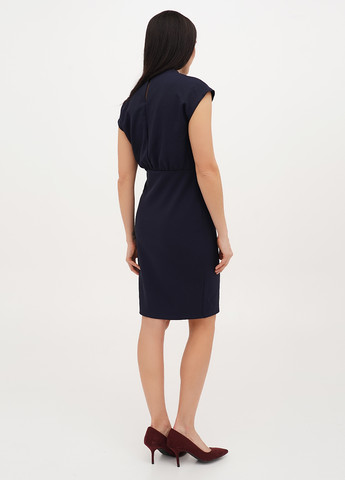 Темно-синее деловое, кэжуал платье футляр No Brand однотонное