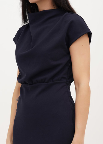 Темно-синее деловое, кэжуал платье футляр No Brand однотонное