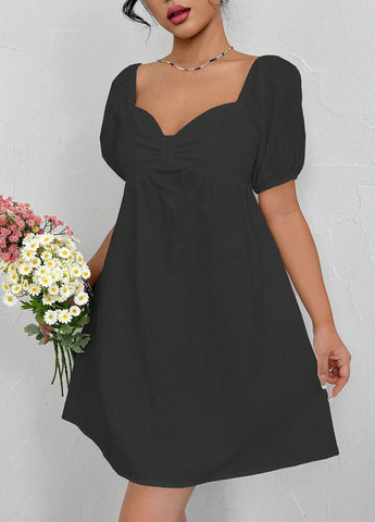 Черное кэжуал платье клеш SHEIN однотонное