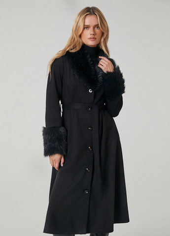 Чорне демісезонне Пальто однобортне SHEIN