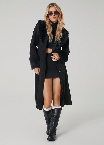 Чорне демісезонне Пальто однобортне SHEIN