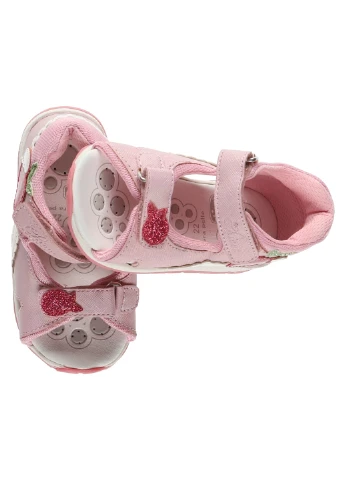 Розовые босоножки Chicco с аппликацией, с логотипом, с глиттером