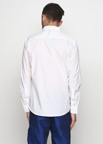 Белая кэжуал рубашка однотонная United Colors of Benetton с длинным рукавом