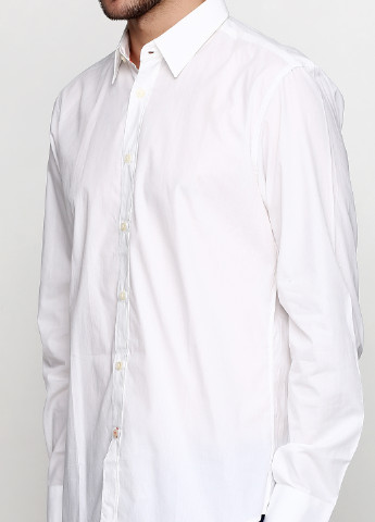Белая кэжуал рубашка однотонная United Colors of Benetton с длинным рукавом