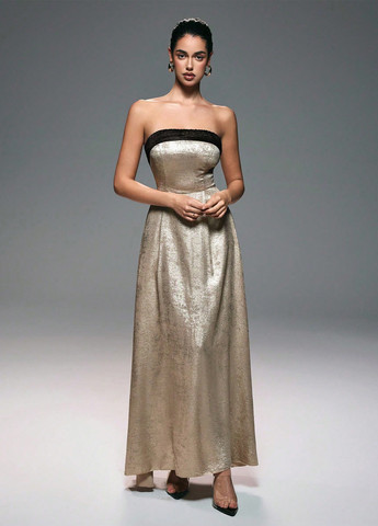 Золотий кежуал сукня з відкритою спиною SHEIN однотонна