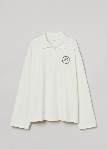 Белая женская футболка-поло H&M с рисунком