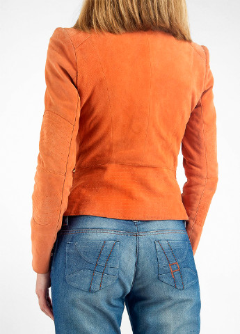 Оранжевая демисезонная кожанная куртка Pinko