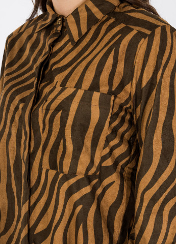 Коричневая кэжуал рубашка зебра Bebe Plus