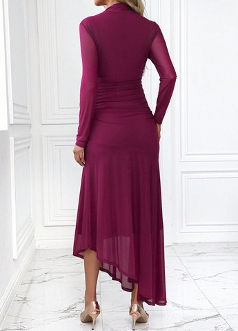 Темно-рожева святковий, вечірня сукня для вагітних сукня-водолазка, а-силует SHEIN однотонна